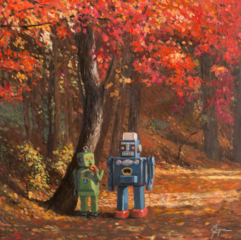 robot donut painting art copy work by pernilla persson